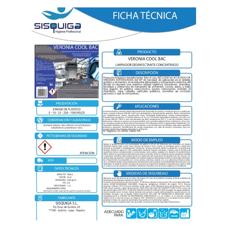 Veronia  Cool  Bac ,desinfectante.