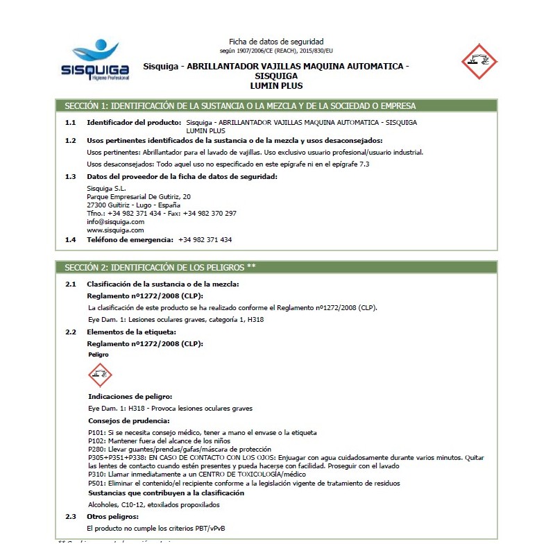 Abrillantador Vajilla